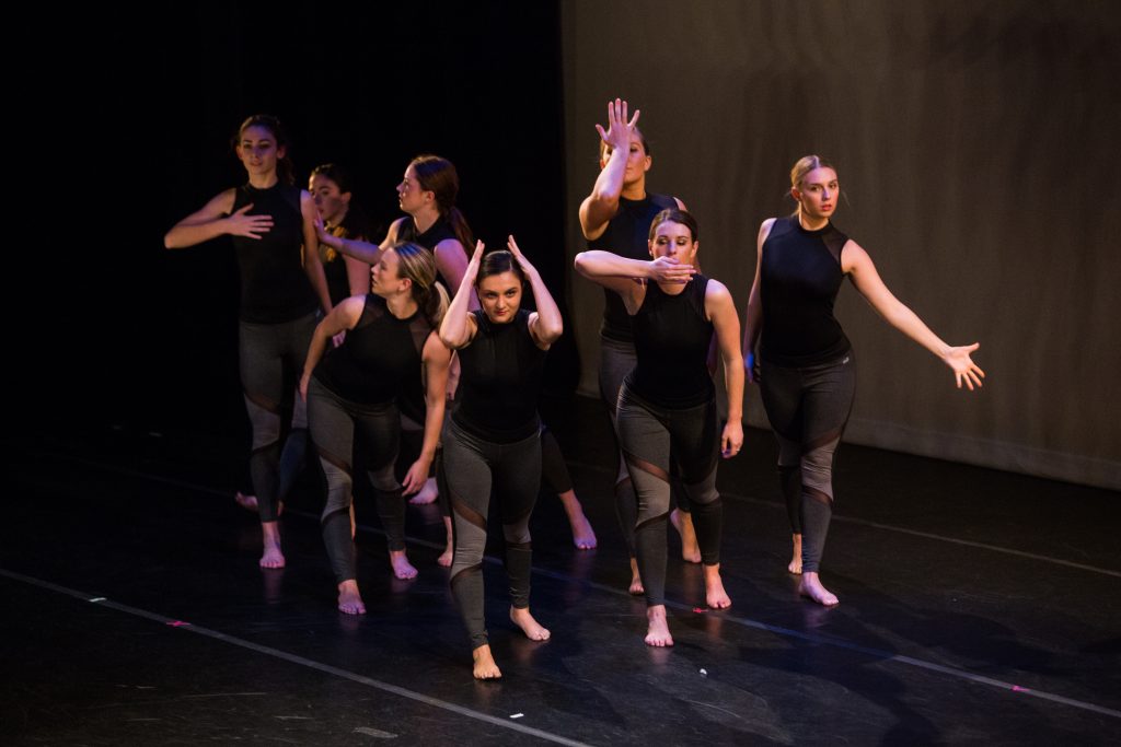 Dance Concert (Fall 2017) The fall and spring dance concert, which takes place in the Angell Blackfriars Theatre, features Dance company members performing professionally choreographed dances.