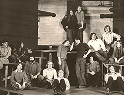 The Birds by Aristophanes 1973. Harkins Hall Theatre (Spring 1973) The first ever crew of Providence College theatre majors collaborate on a performance in the Harkins Theatre.