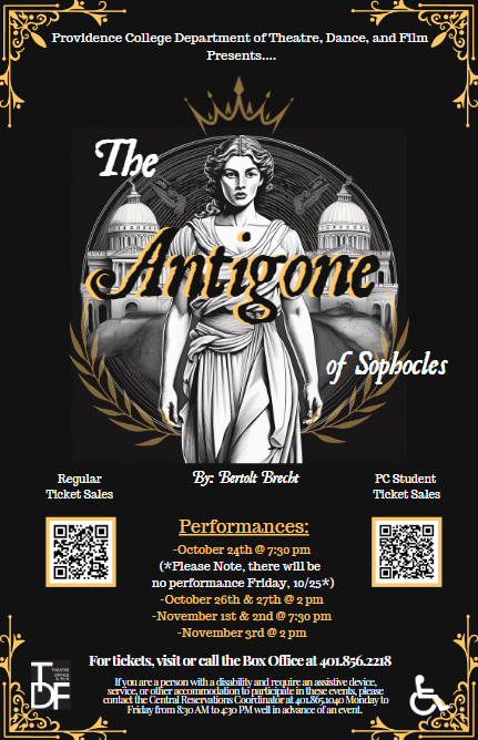 Flyer for The Antigone of Sophocles